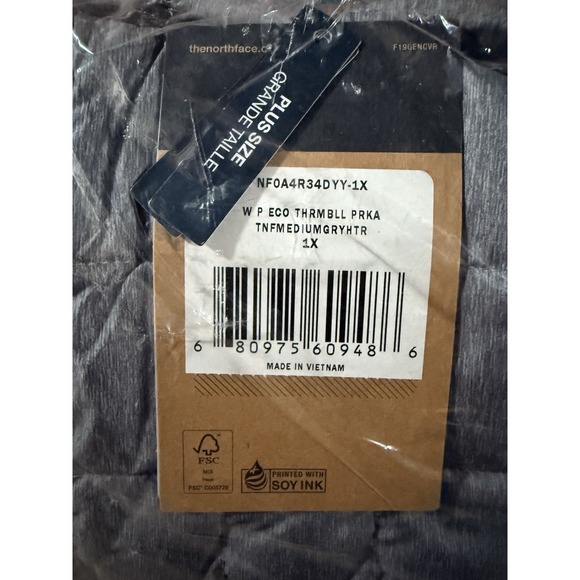 The North Face Thermoball Eco Parka NFOA4R34DYY-1X Grey Women's Size 1X - Picture 6 of 6